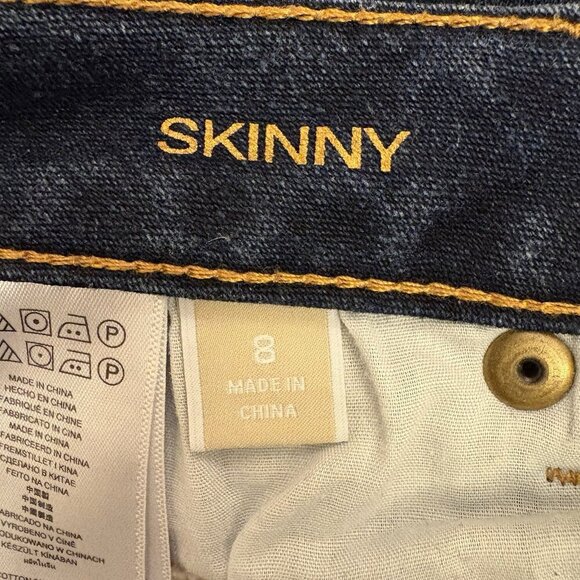 Michael Kors Womens Skinny Jeans Size 8 Blue Mid Rise Stretch Logo 5-Pockets EUC - Picture 13 of 15